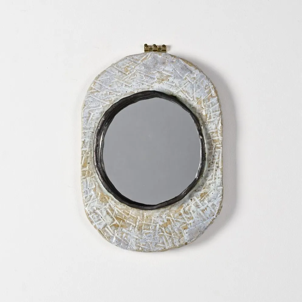 Miroir en céramique par Jean-Pierre Viot, France, vers 1970