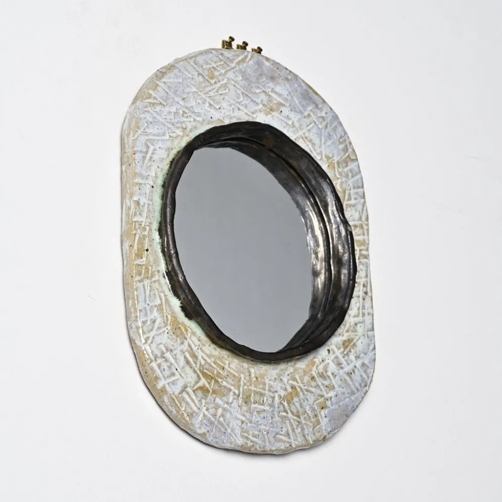 Miroir en céramique par Jean-Pierre Viot, France, vers 1970