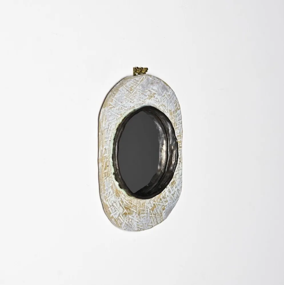 Miroir en céramique par Jean-Pierre Viot, France, vers 1970