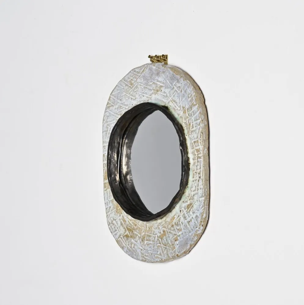 Miroir en céramique par Jean-Pierre Viot, France, vers 1970