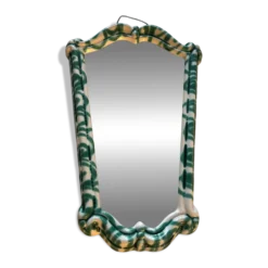 Miroir en céramique vert et blanc par Gmundner Keramik, Autriche, années 1960