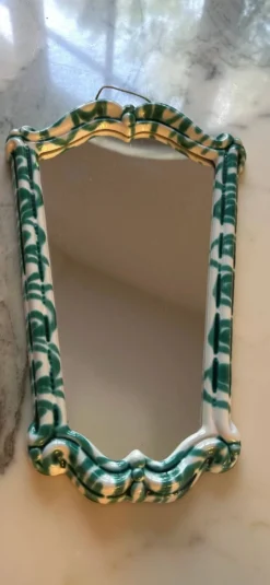 Miroir en céramique vert et blanc par Gmundner Keramik, Autriche, années 1960