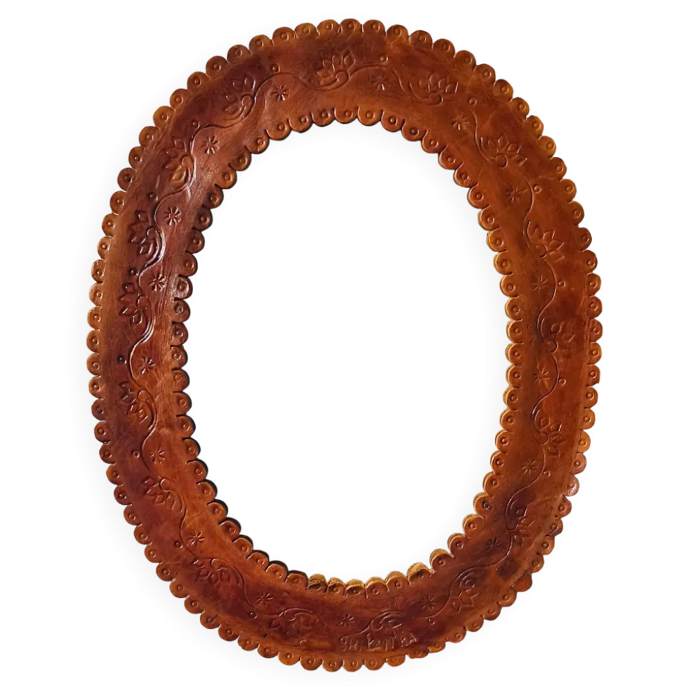 Miroir en cuir repoussé, Sri Lanka, 1960s