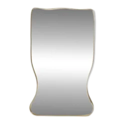 Miroir en laiton doré dans le style de Gio Ponti et des années 1980.