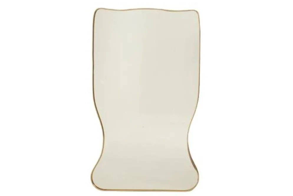 Miroir en laiton doré dans le style de Gio Ponti et des années 1980.