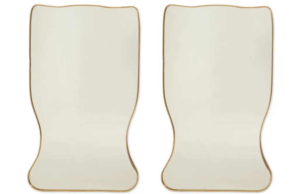 Miroir en laiton doré dans le style de Gio Ponti et des années 1980.