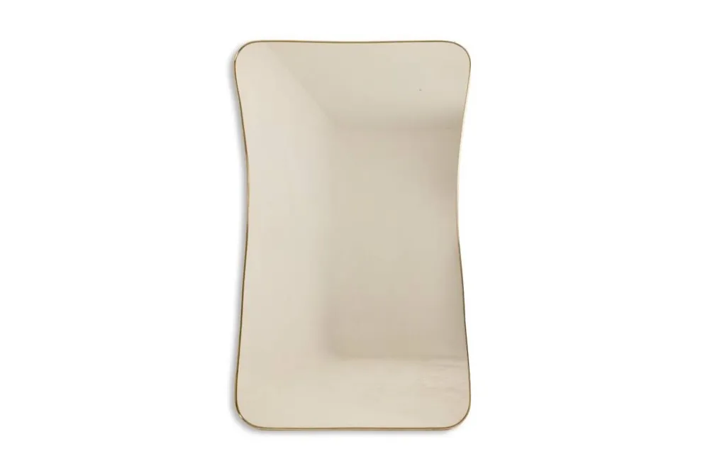 Miroir en laiton doré dans le style de Gio Ponti. Années 1980/90.