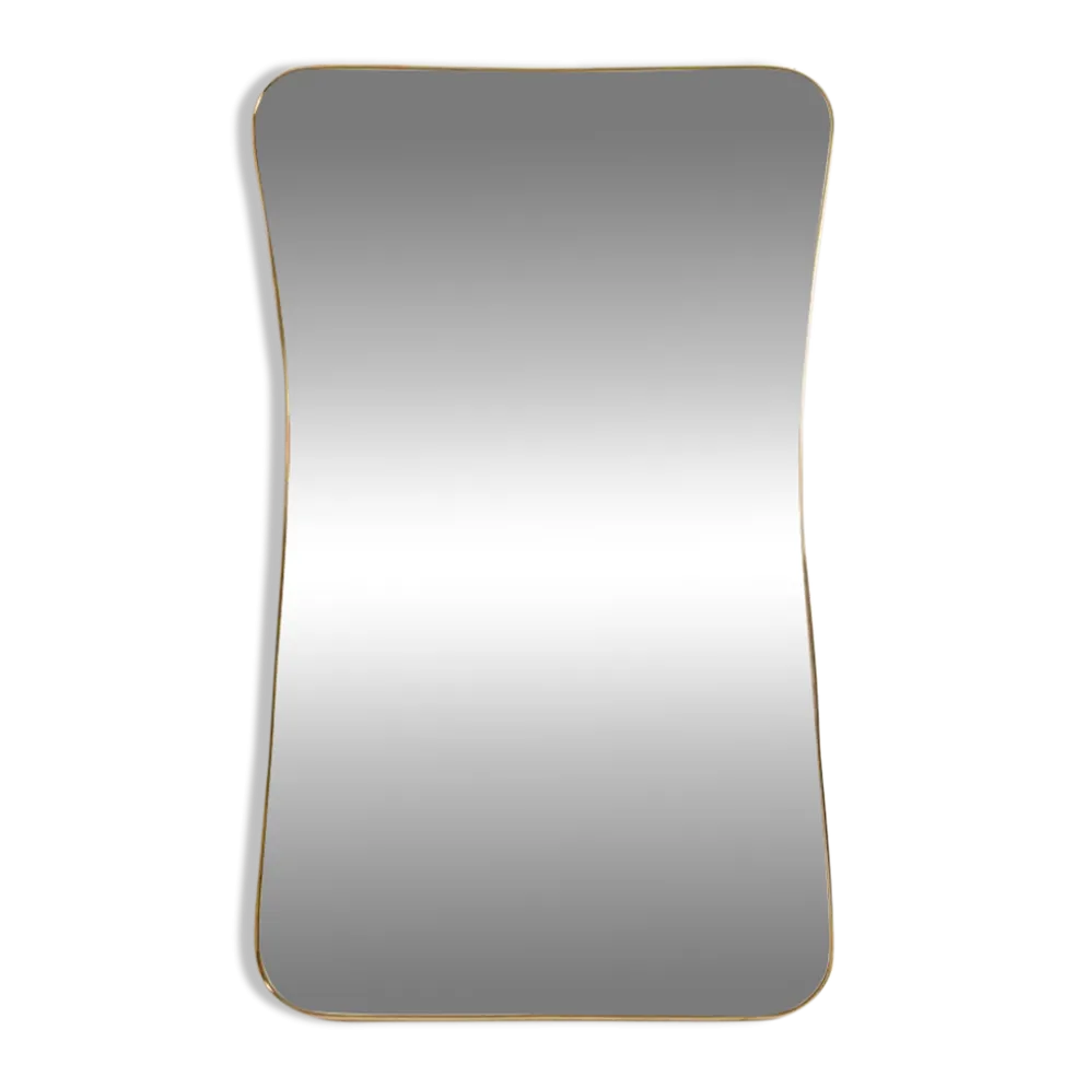 Miroir en laiton doré dans le style de Gio Ponti. Années 1980/90.