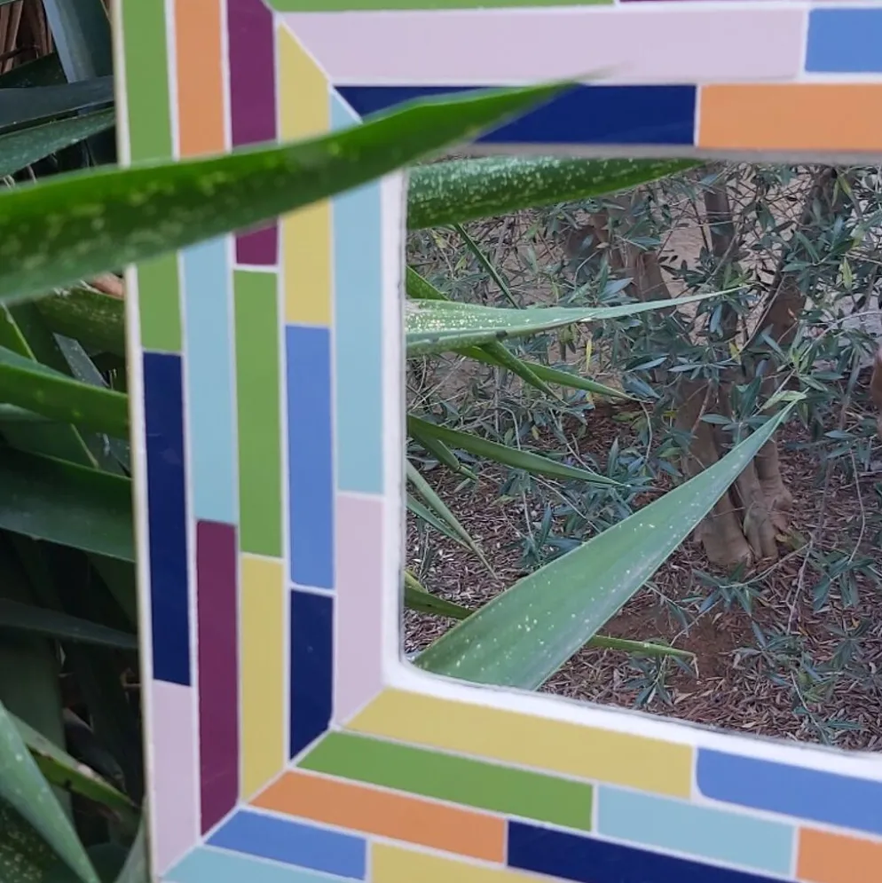 Miroir en marquèterie carrelage - 32x33cm