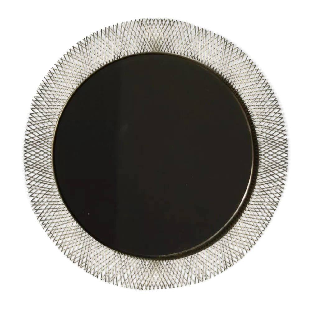 Miroir en métal blanc et laiton du milieu du siècle de Vereinigte Münchner Werkstätten, années 1950