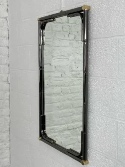 Miroir en métal noir et laiton finission canon de fusil