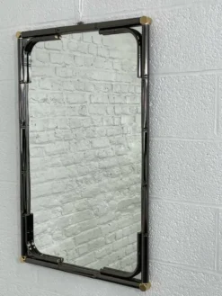 Miroir en métal noir et laiton finission canon de fusil