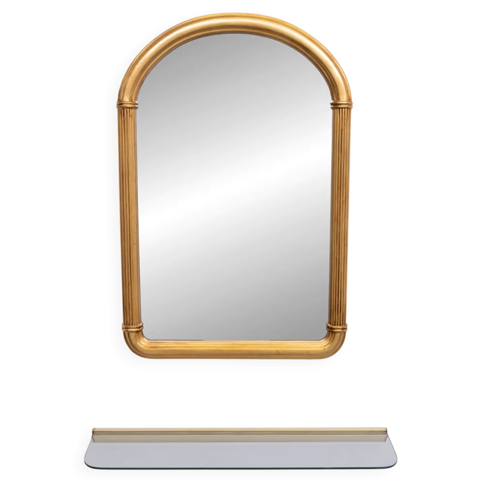 Miroir en or et console Hollywood Regency années 1970 Belgique