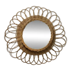 Miroir en osier vintage