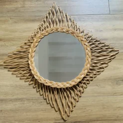 Miroir en osier vintage