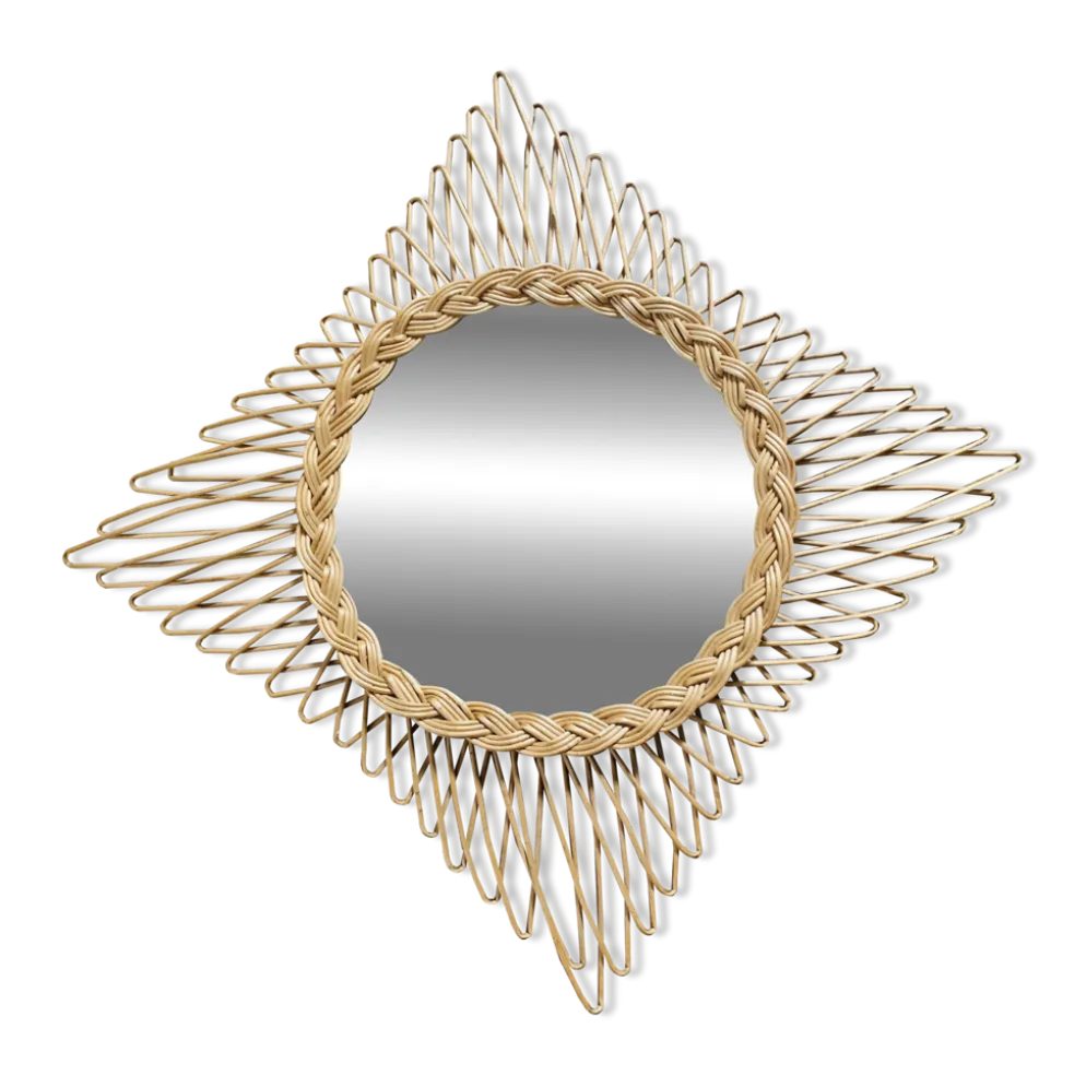 Miroir en osier vintage