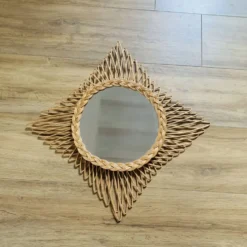 Miroir en osier vintage