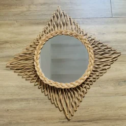 Miroir en osier vintage
