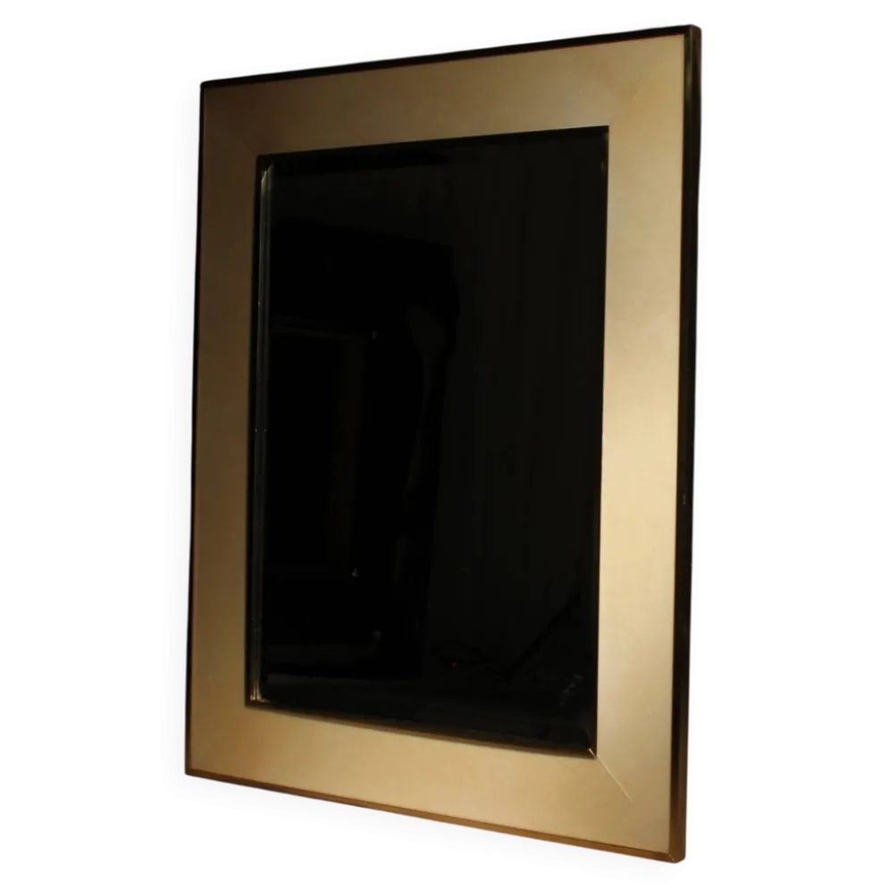 Miroir en parchemin de chèvre laqué par Aldo Tura, Italie années 1970
