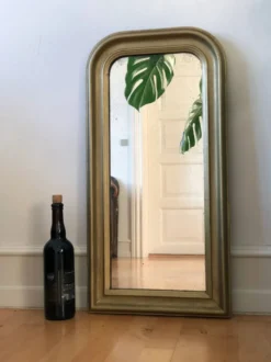 Miroir en pied antique français Louis Philippe – doré, fin du 19e siècle