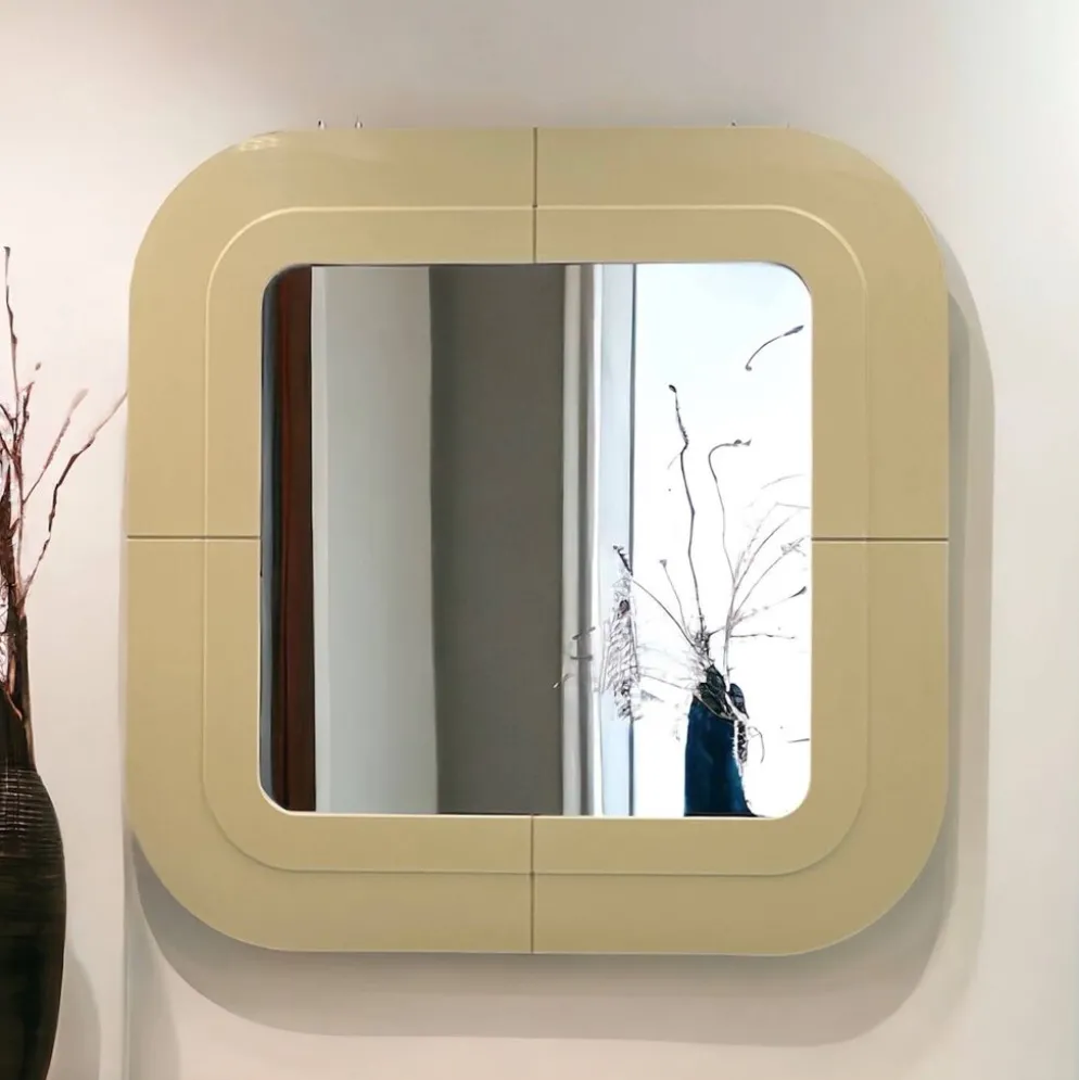 Miroir en plastique beige par Kartell, design Anna Castelli, Italie, années 1960