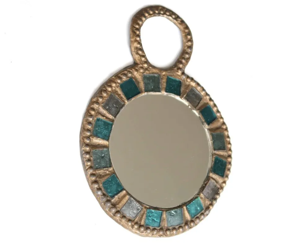 Miroir en plomb et en verre bleu de Irena Jaworska, années 60