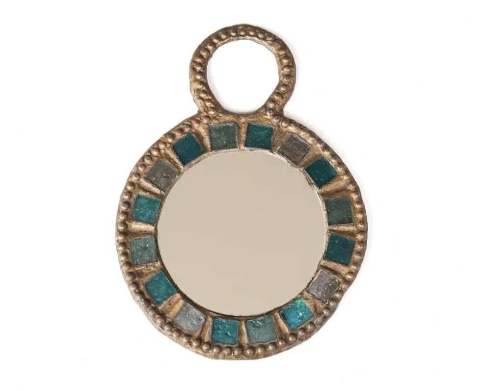 Miroir en plomb et en verre bleu de Irena Jaworska, années 60