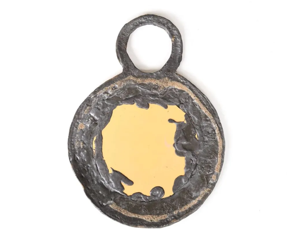 Miroir en plomb et en verre bleu de Irena Jaworska, années 60
