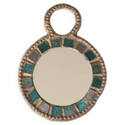 Miroir en plomb et en verre bleu de Irena Jaworska, années 60