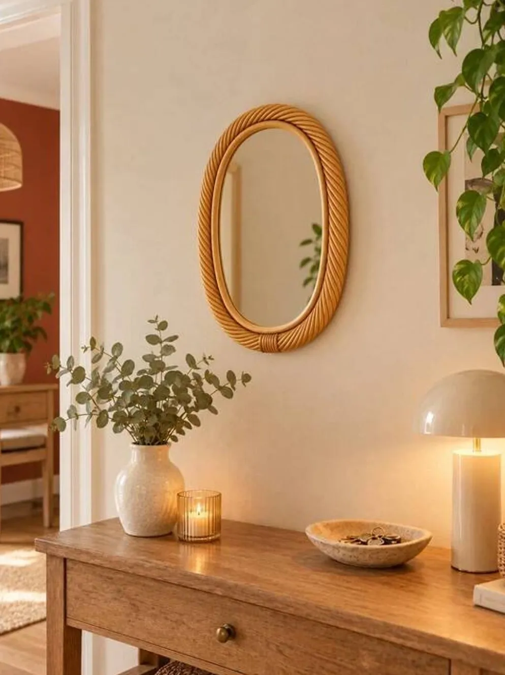 Miroir en rotin