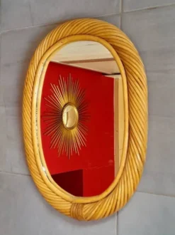 Miroir en rotin