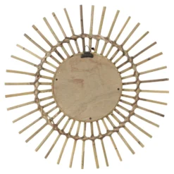 Miroir en rotin et bambou en forme de soleil du milieu du siècle, France, 58 cm