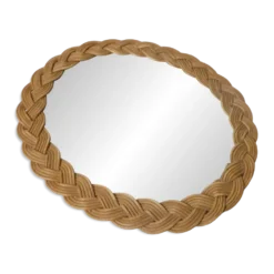 miroir en rotin tressé