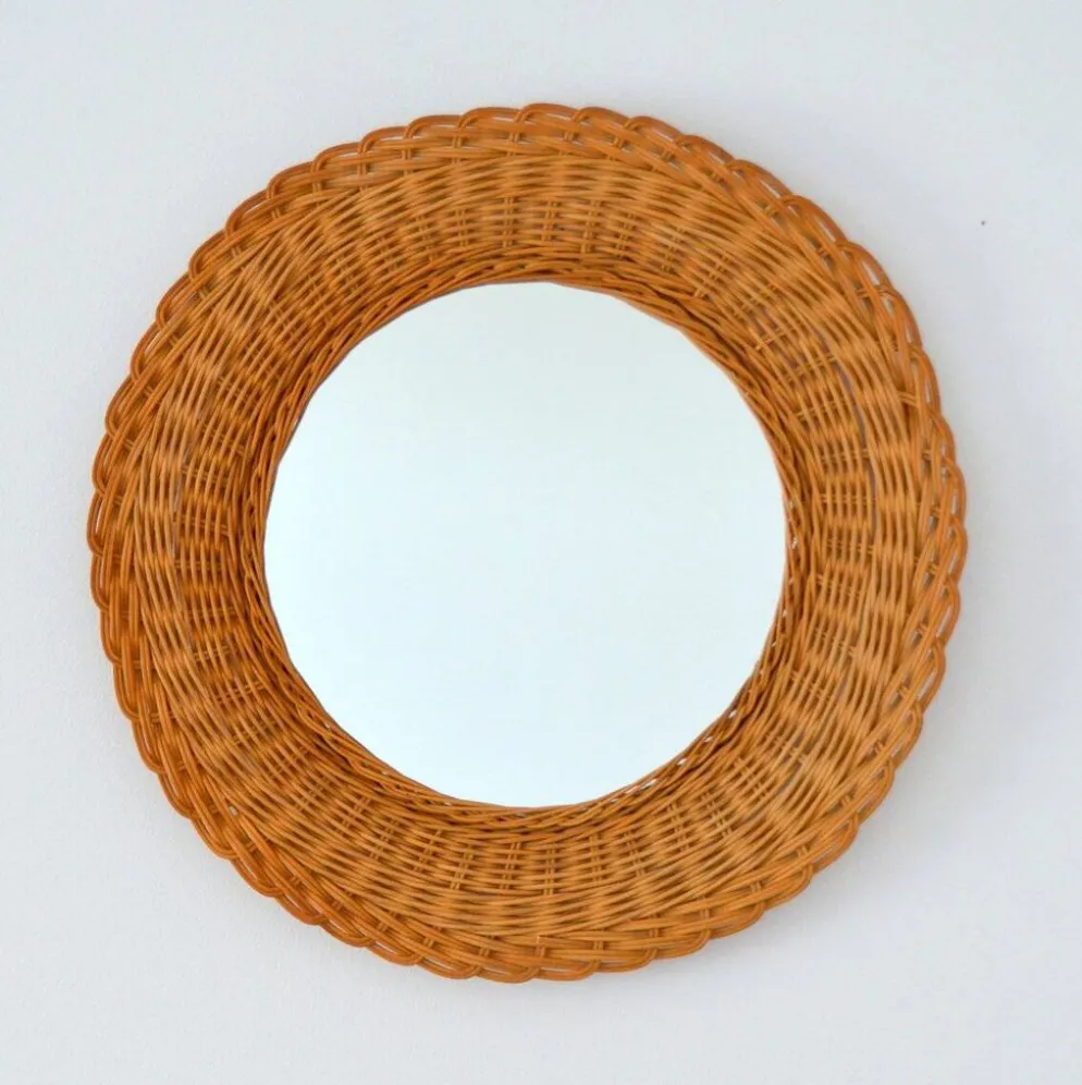 Miroir en rotin tressé, 1960