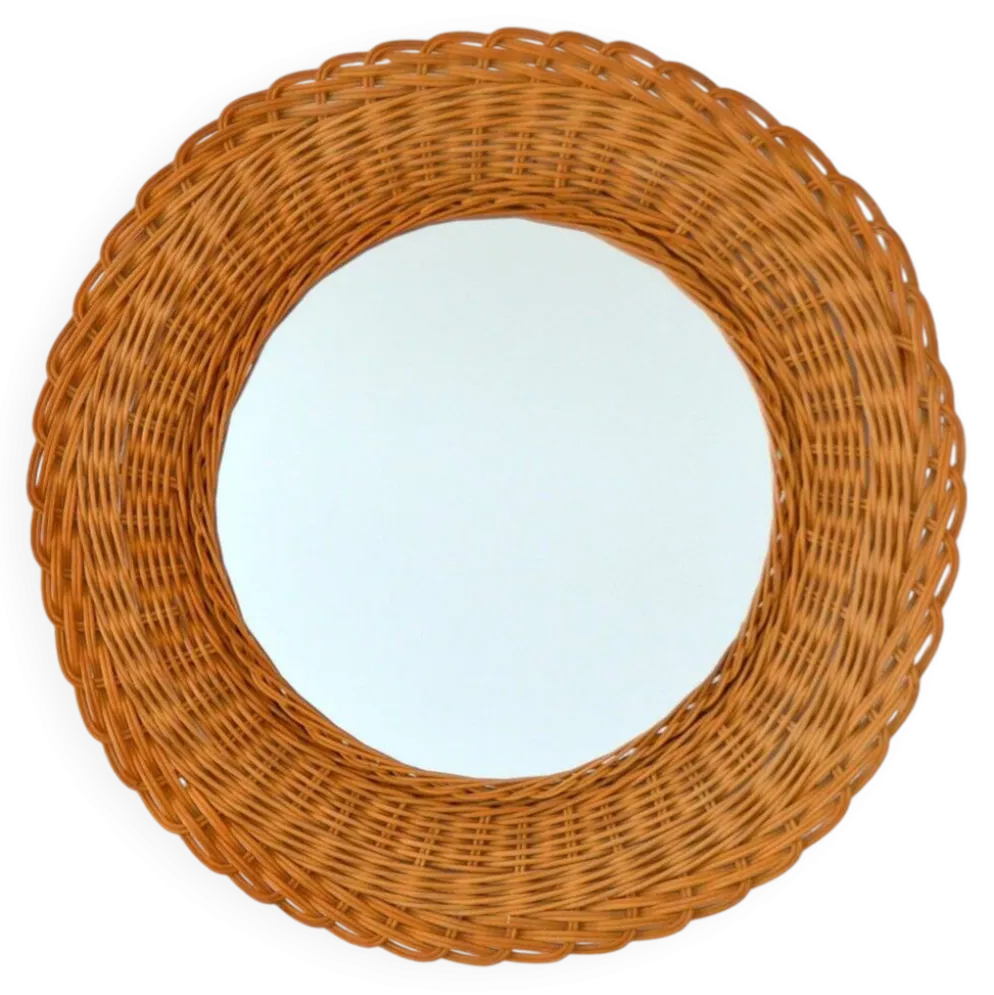 Miroir en rotin tressé, 1960