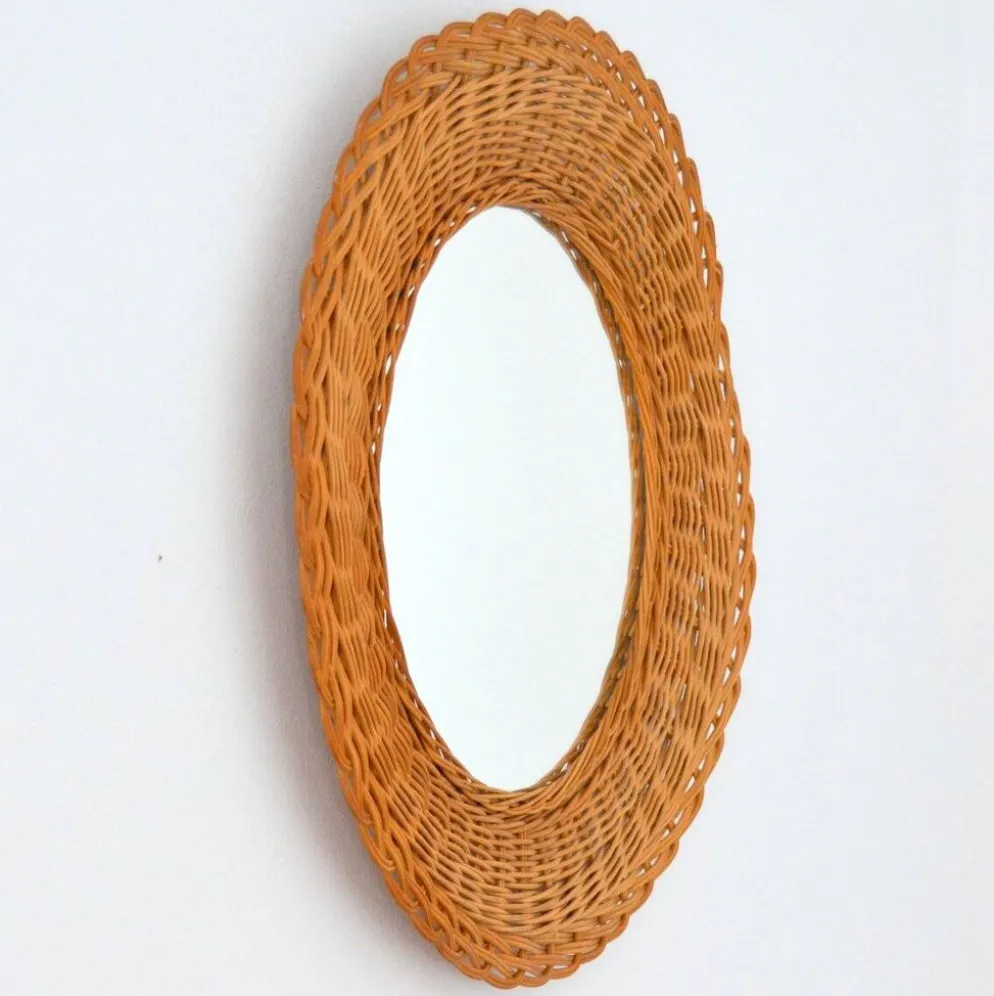 Miroir en rotin tressé, 1960