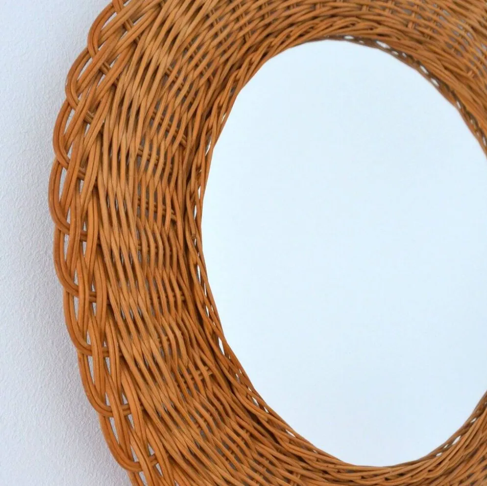 Miroir en rotin tressé, 1960