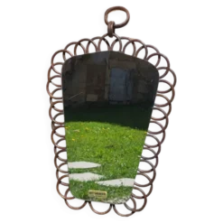 Miroir en rotin vintage