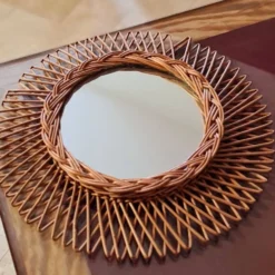 Miroir en rotin vintage
