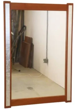 Miroir en teck avec accents argentés