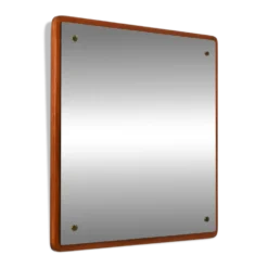 Miroir en teck carré scandinave des années 1960-70