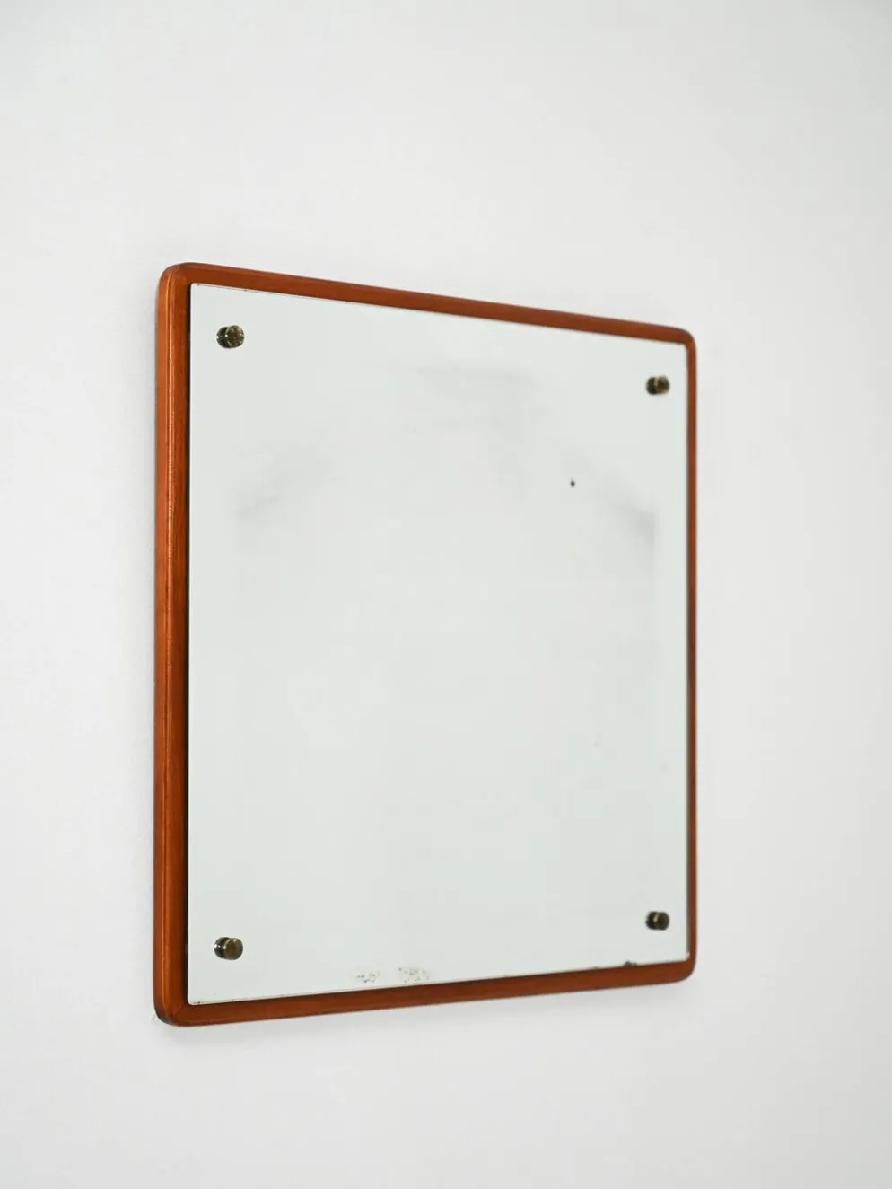Miroir en teck carré scandinave des années 1960-70
