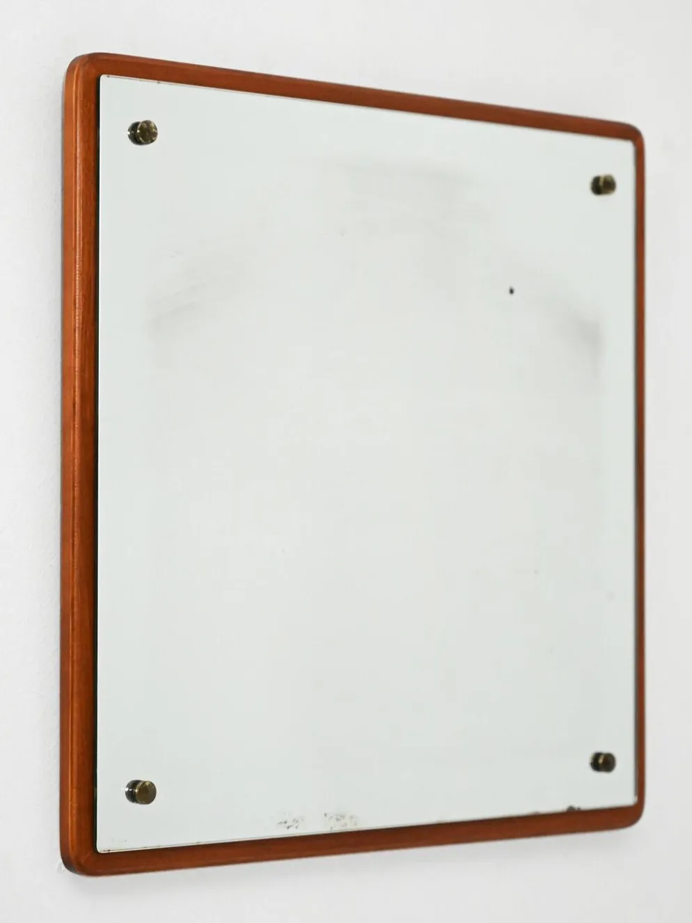 Miroir en teck carré scandinave des années 1960-70