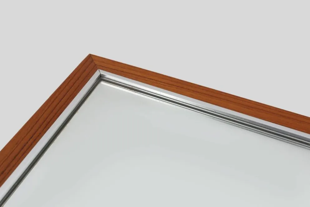 Miroir en teck du milieu du siècle avec étagère attribué à De Coene, Belgique, années 1960.