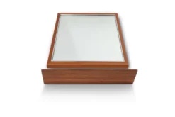 Miroir en teck du milieu du siècle avec étagère attribué à De Coene, Belgique, années 1960.