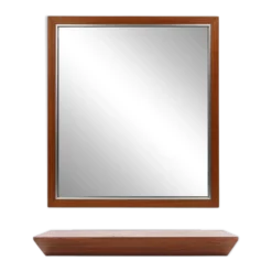 Miroir en teck du milieu du siècle avec étagère attribué à De Coene, Belgique, années 1960.