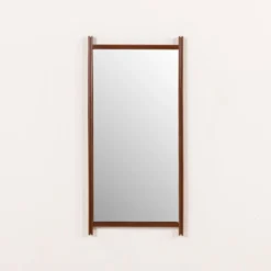 Miroir en teck XL italien des années 1970.