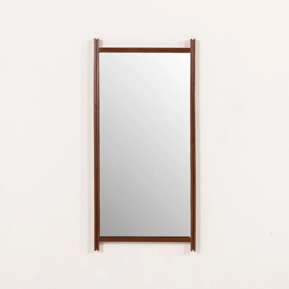 Miroir en teck XL italien des années 1970.