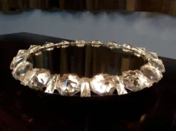 Miroir en verre cristal rond illuminé de Palwa, Allemagne de l'Ouest, années 1950.