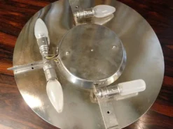 Miroir en verre cristal rond illuminé de Palwa, Allemagne de l'Ouest, années 1950.